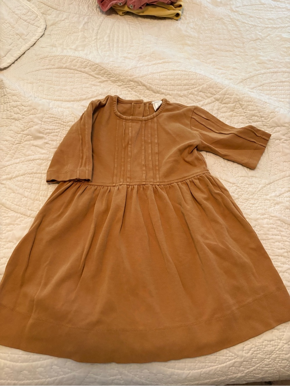 Kate Quinn Classic Girls' Mustard Brown Cap-Sleeve Dress